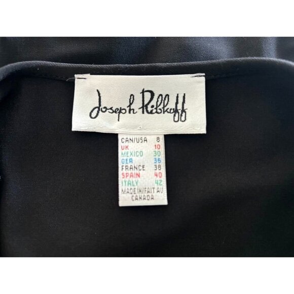 JOSEPH RIBKOFF Long Sleeve Top Size 8 Black Partial Front Gold Zipper Neckline - Picture 3 of 8